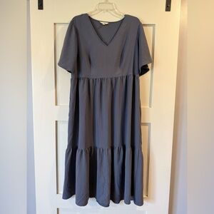 Elegant Gray V-Neck Dress